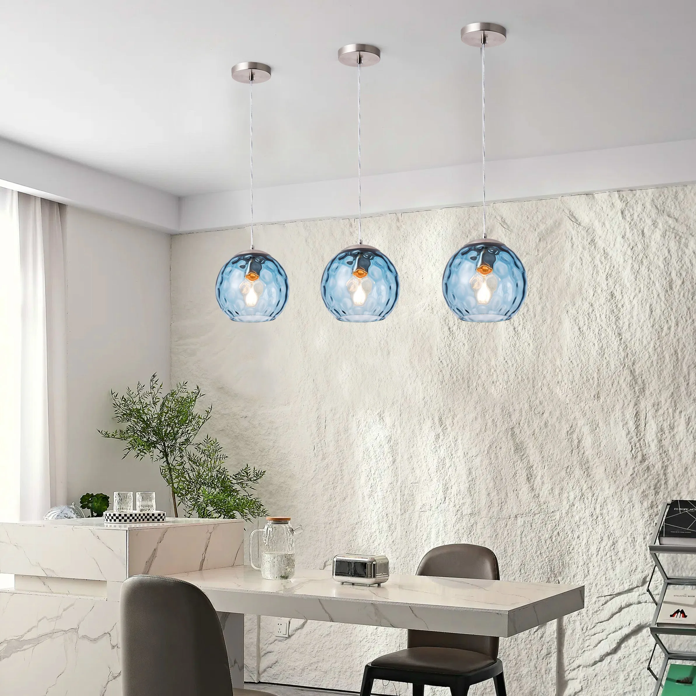 1-Light Glass Ball Shade with Polka Dot Pendant Lighting