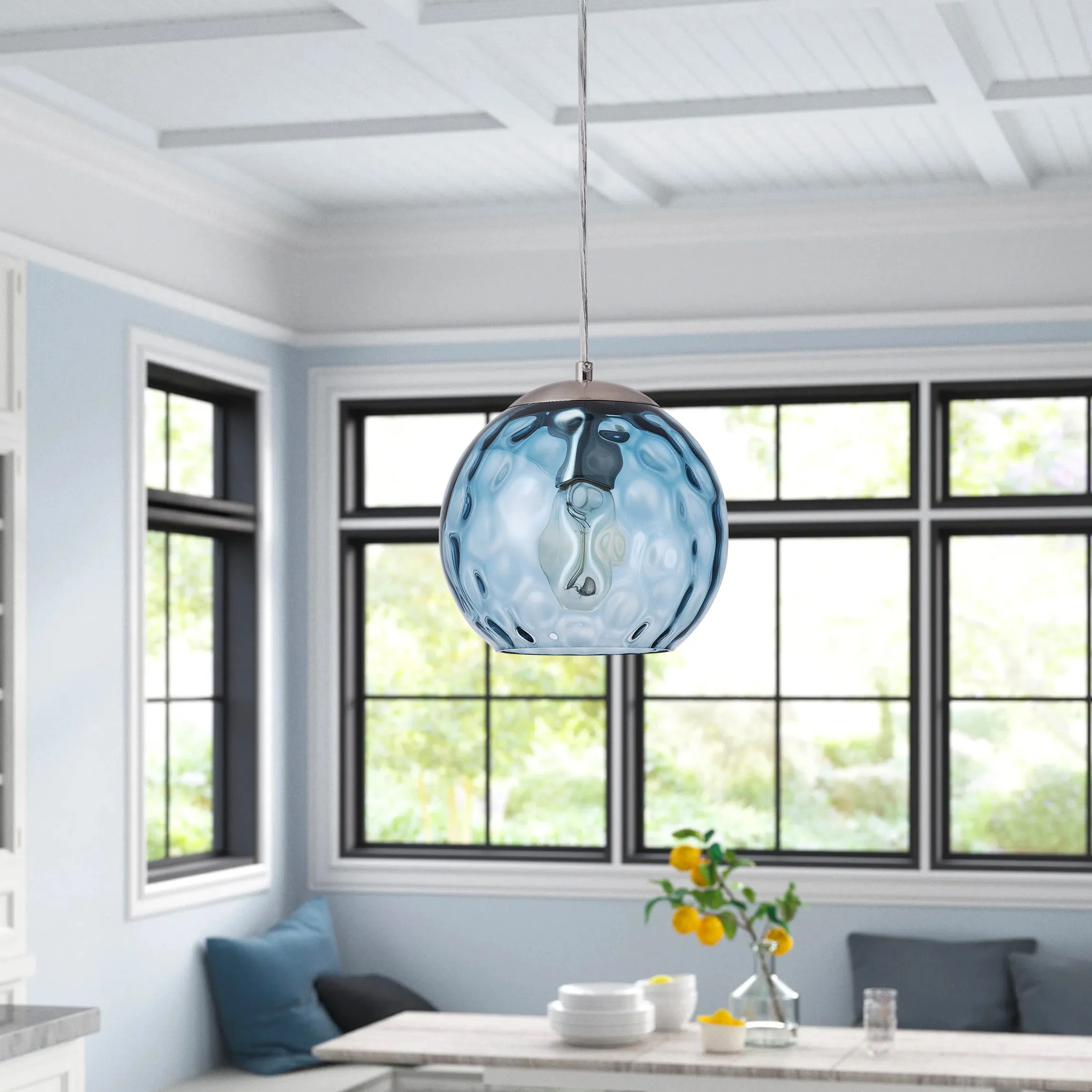 1-Light Glass Ball Shade with Polka Dot Pendant Lighting