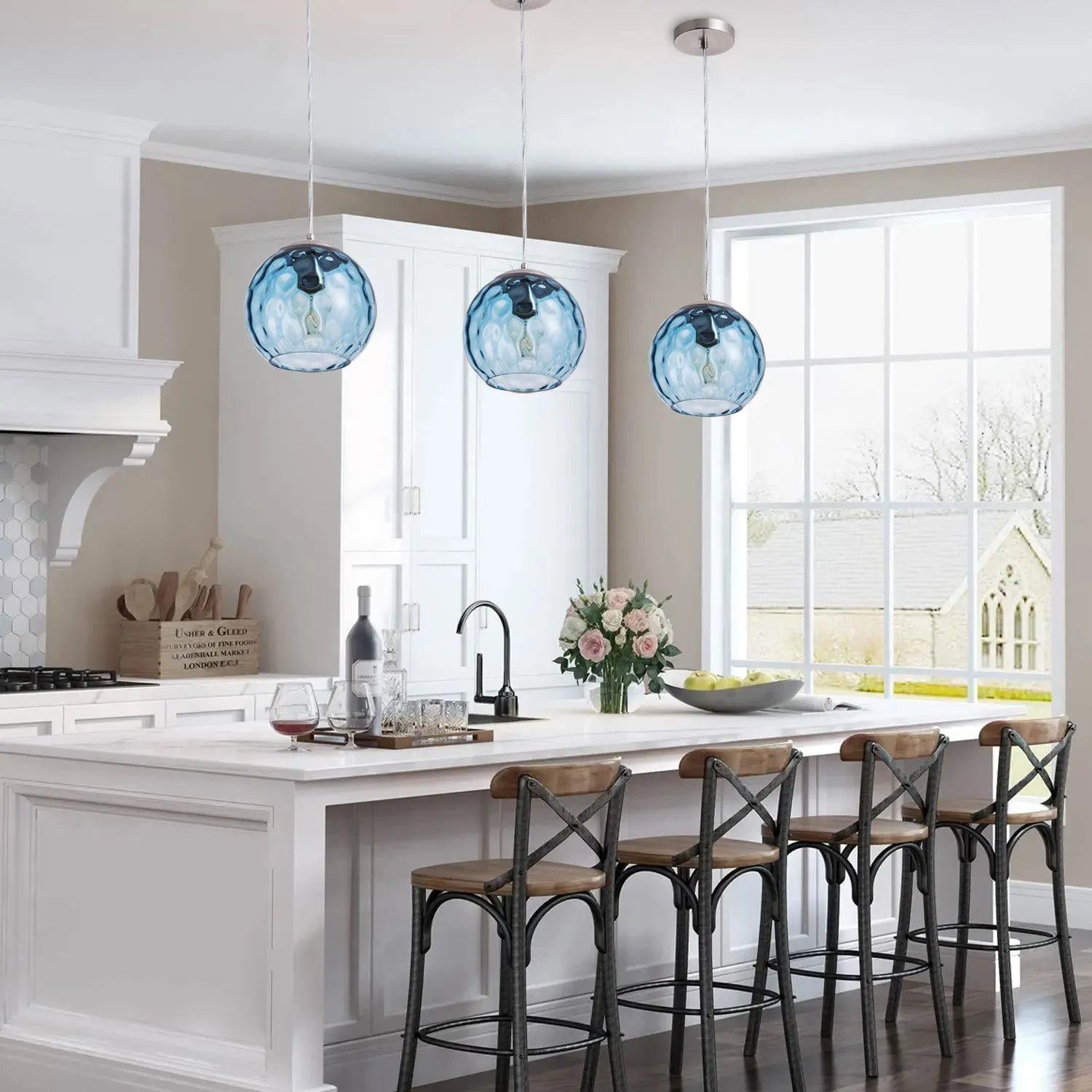 1-Light Glass Ball Shade with Polka Dot Pendant Lighting