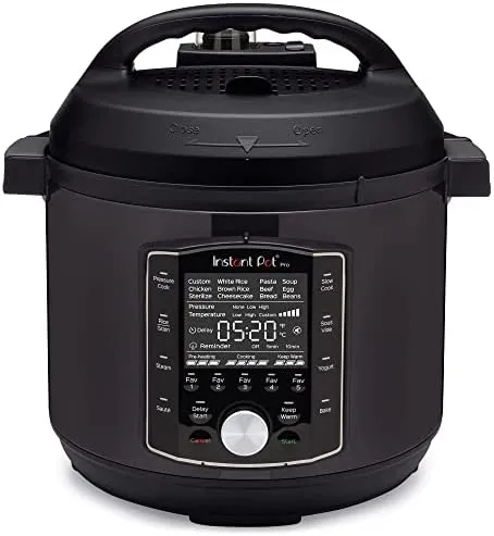 10 in 1 Pressure Cooker, Slow Cooker, Rice/Grain Cooker, Steamer, Sauté, Sous Vide, Yogurt Maker, Sterilizer, and Warmer, Black, 6 Quart