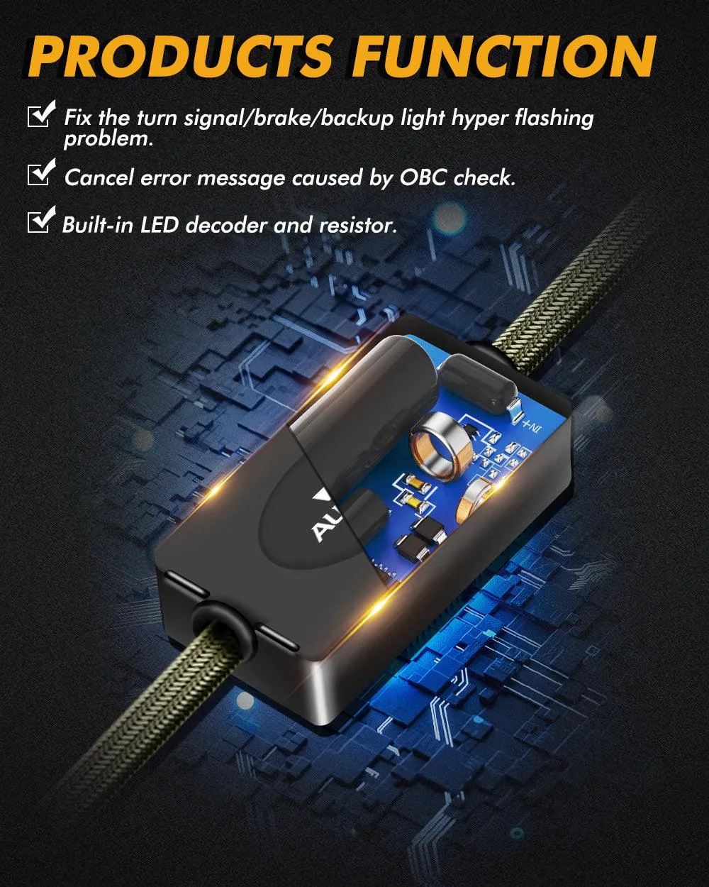 🆕1157 C8-Model Decoder Anti-Flicker CANBUS Resistors Decoder Avoid Fast Hyper Flash Turn Signal Blink Light Dashboard Error Code 2pcs/set