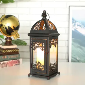 15" High Decorative Candle Lantern Black