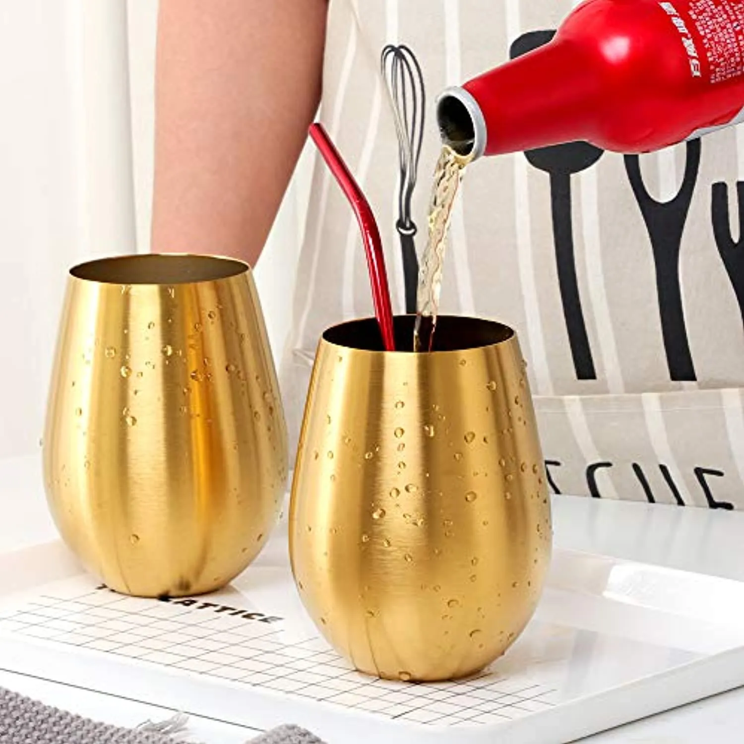 17 oz Stainless Steel Stemless Wine Glass (Gold)