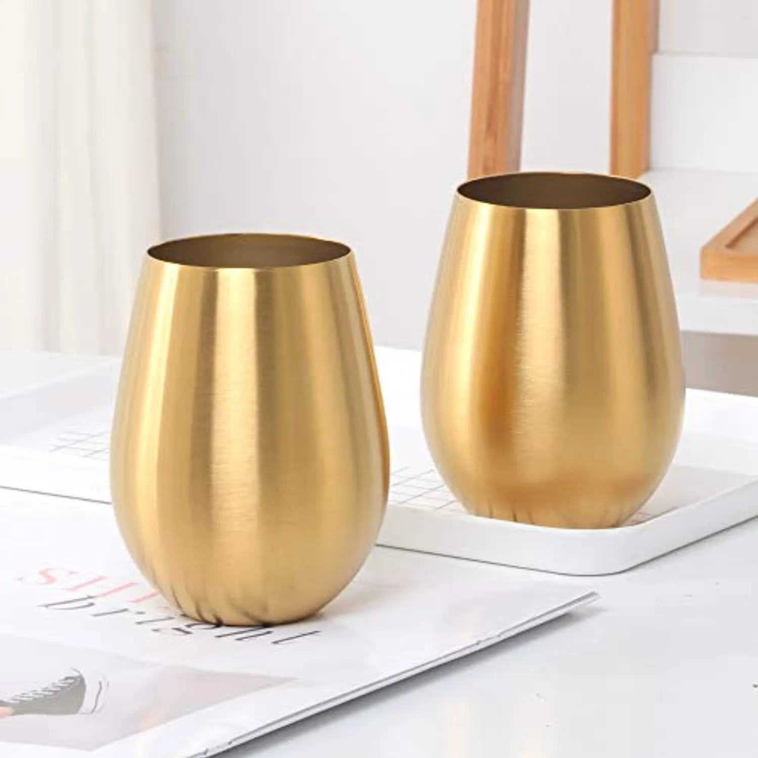 17 oz Stainless Steel Stemless Wine Glass (Gold)