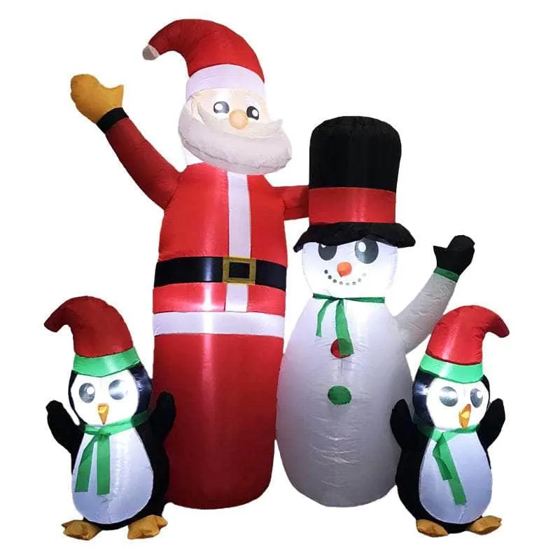 1.8M Santa Snowman And Penguin Greeting Christmas Inflatable With Led