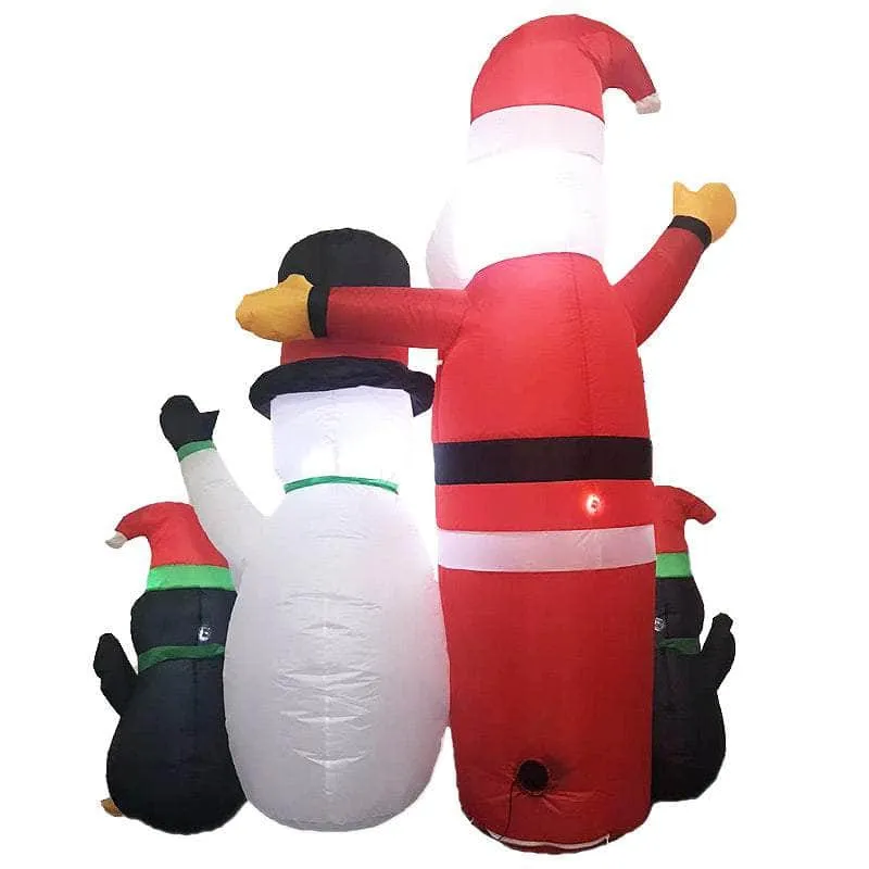 1.8M Santa Snowman And Penguin Greeting Christmas Inflatable With Led