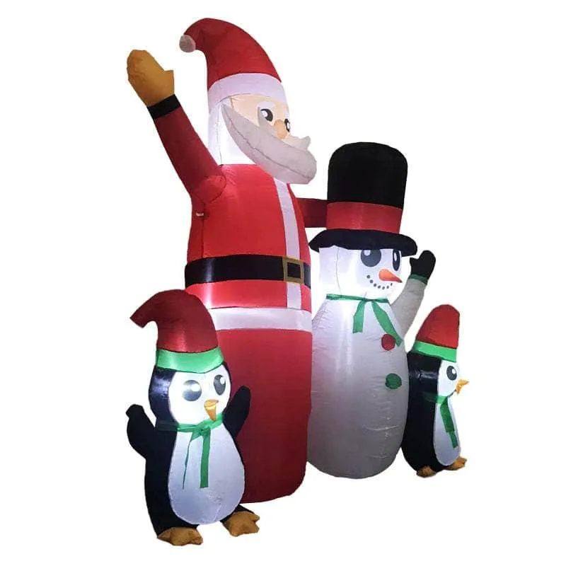 1.8M Santa Snowman And Penguin Greeting Christmas Inflatable With Led