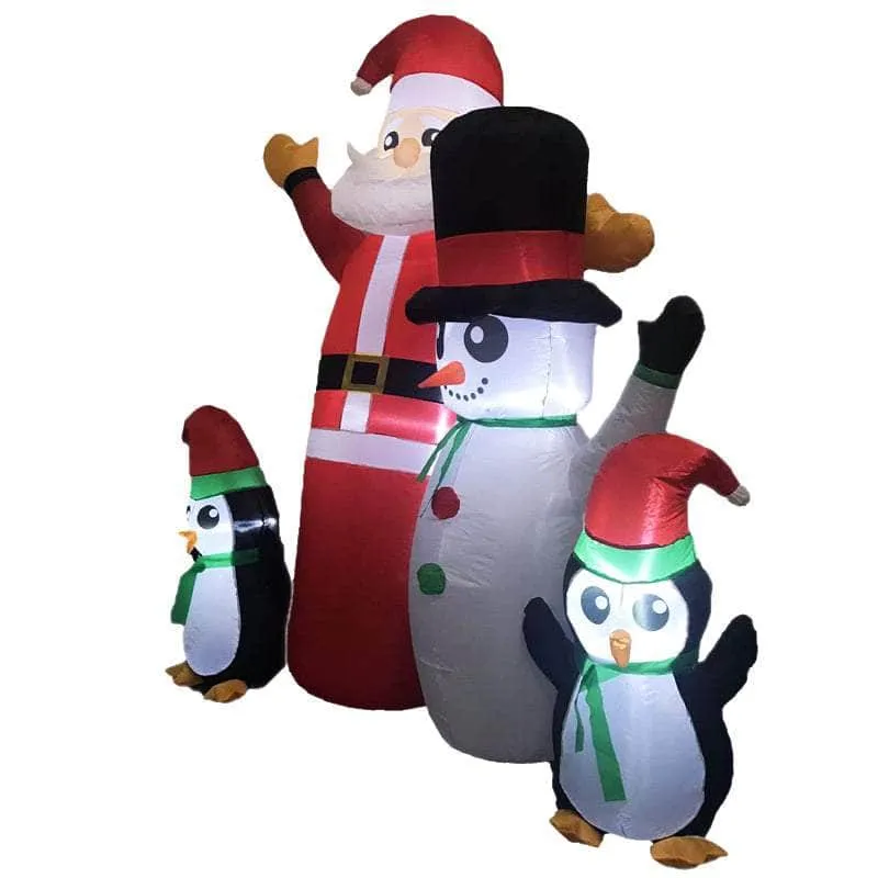 1.8M Santa Snowman And Penguin Greeting Christmas Inflatable With Led