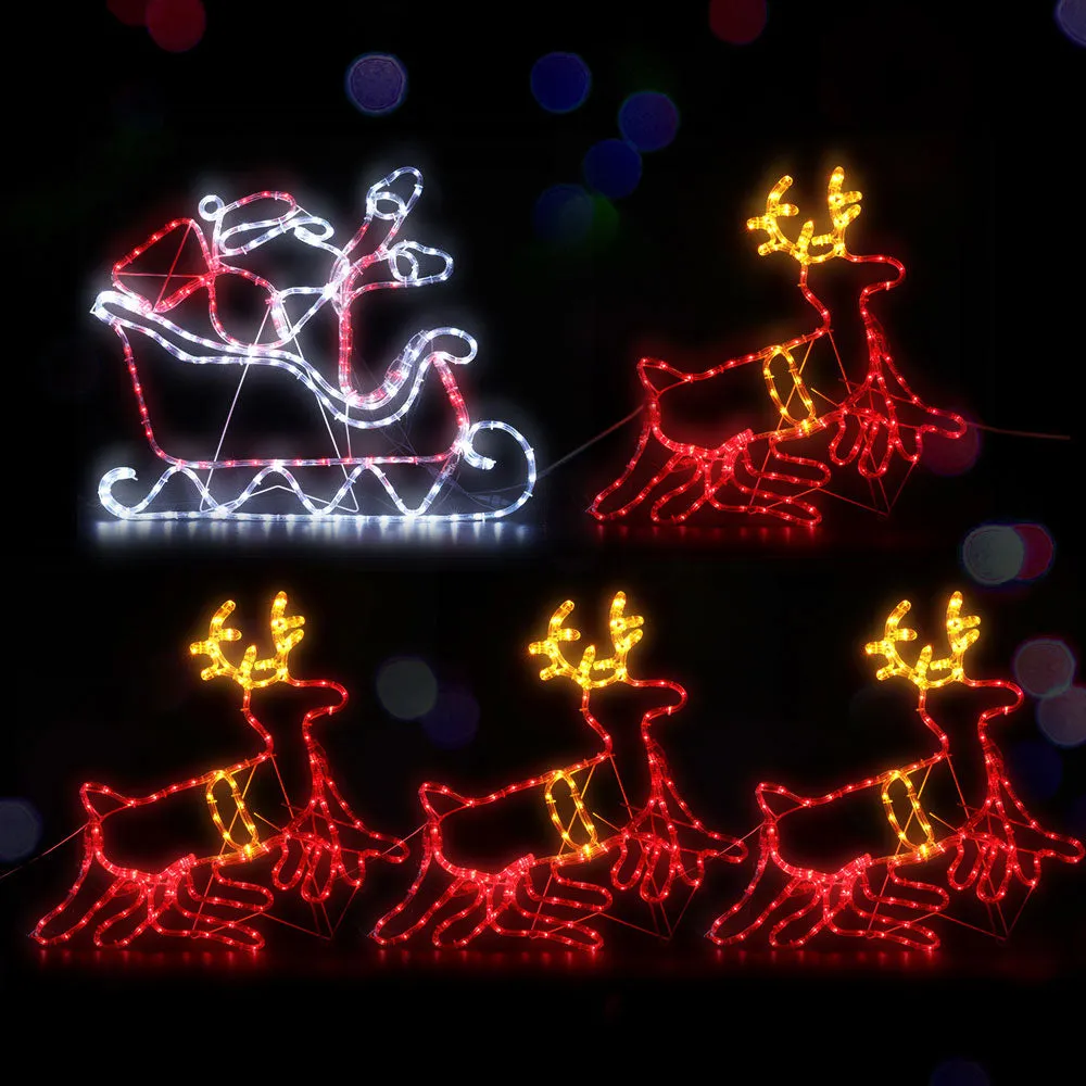 1X Christmas Lights Reindeer Sleigh 806 LED Decorations