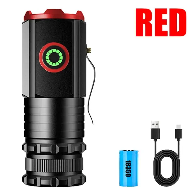 2000LM Powerful 3 LED Mini Flashlight Built-in Battery USB Rechargeable Waterproof Torch With Magnet Outdoor Camping Lantern