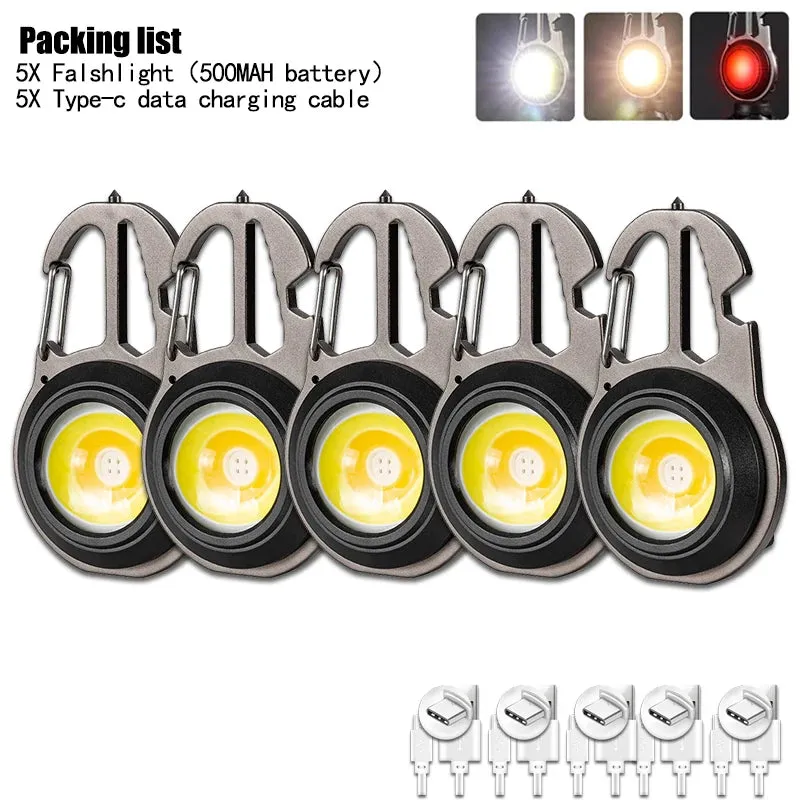 2023 New Mini Lantern Mutifuction Portable LED Flashlight Pocket Work Light Outdoor Camping Fishing Climbing Keychain Light