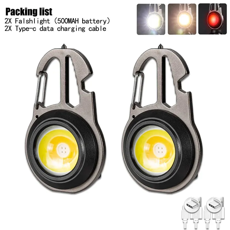 2023 New Mini Lantern Mutifuction Portable LED Flashlight Pocket Work Light Outdoor Camping Fishing Climbing Keychain Light