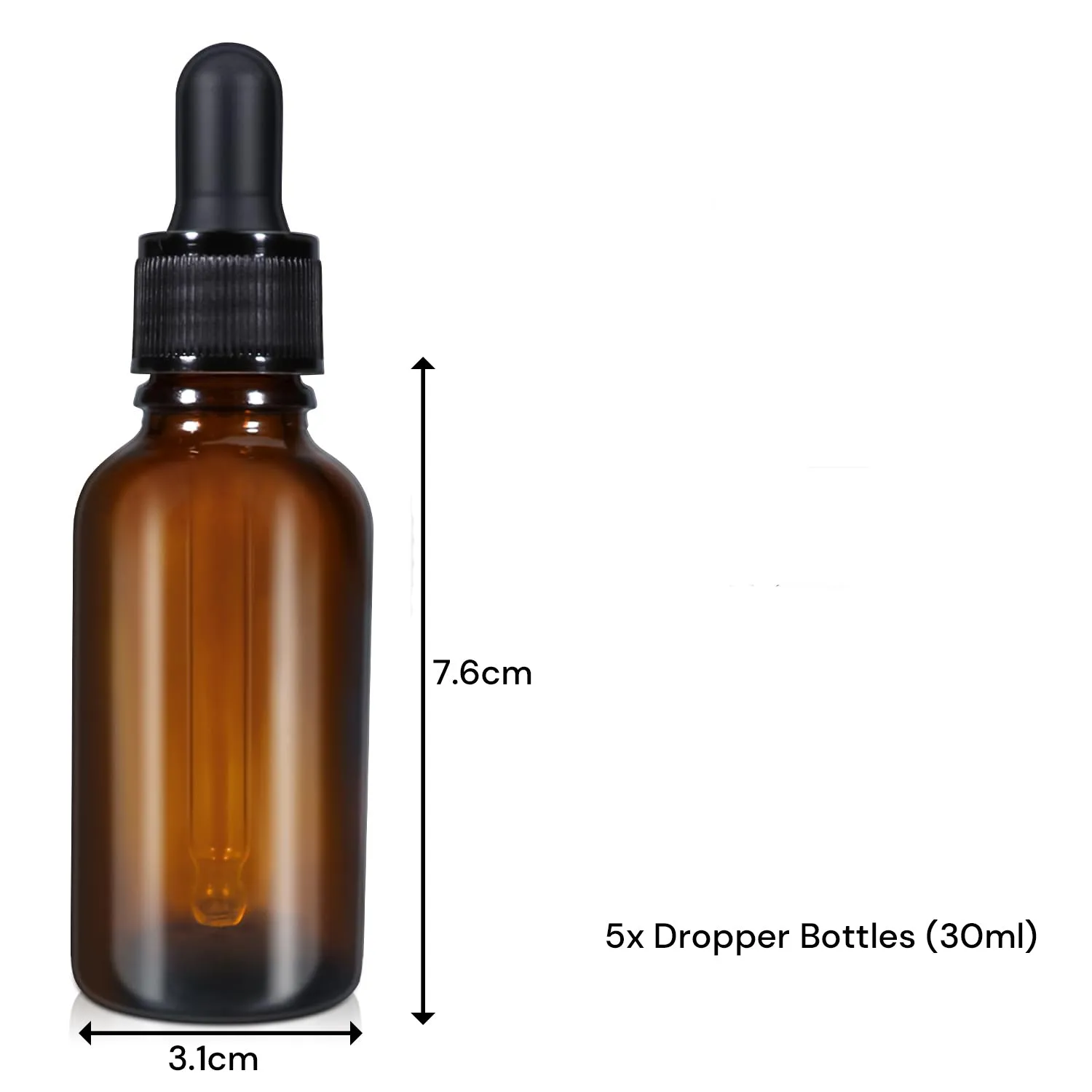 30ml Leakproof Amber Glass Dropper Bottles (5 Pack) for Essential Oils