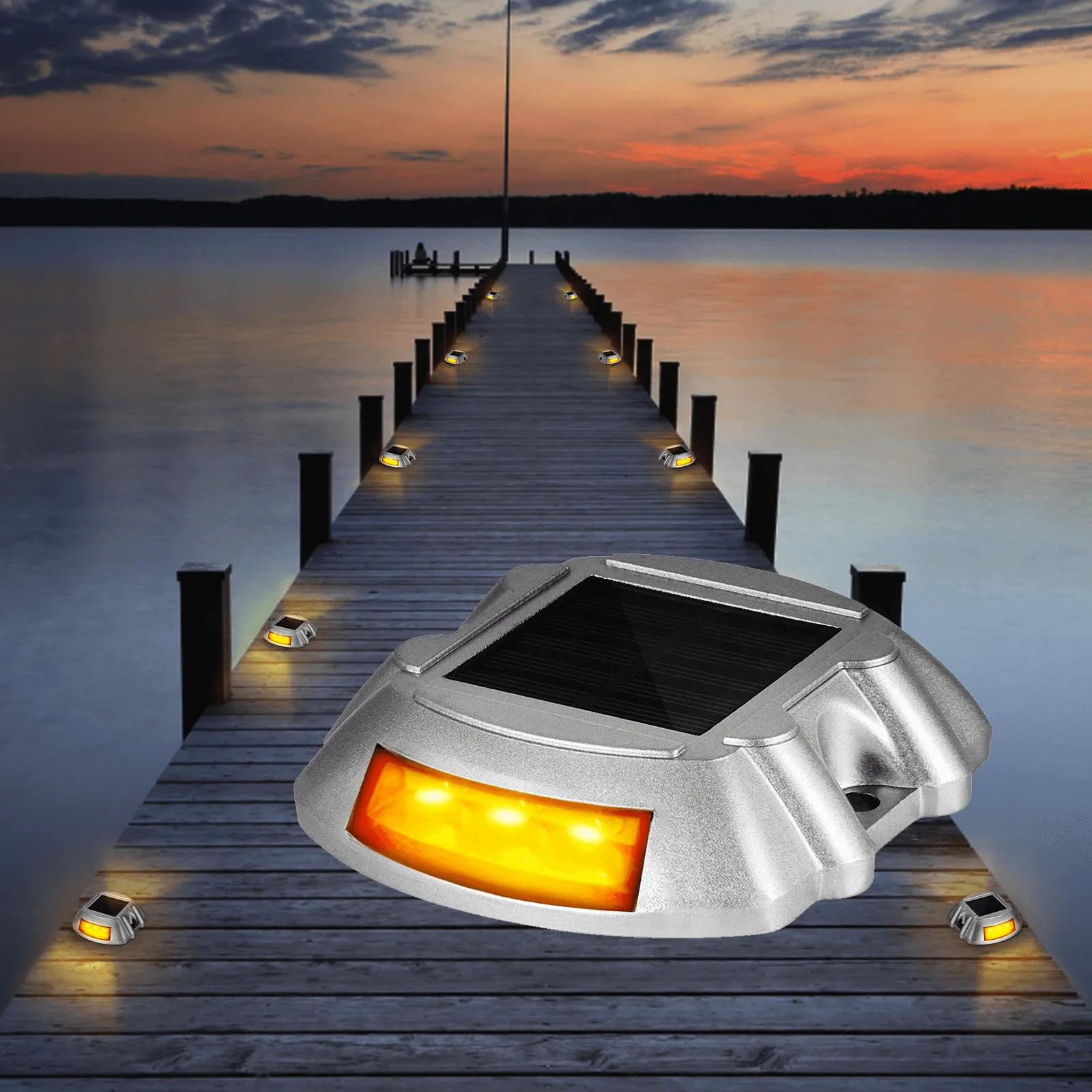 4-Pack  Solar Pathway Lighting - LED Bright Orange