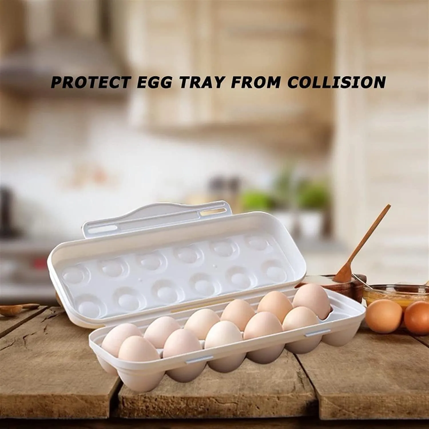 5727 18 Grid Egg Holder Storage, Shock-Proof Egg Container with Buckle, Egg Carrier, Egg Tray, Egg Shelter, Effective Full Seal, Egg House use for Fridge, Camping, Kitchen