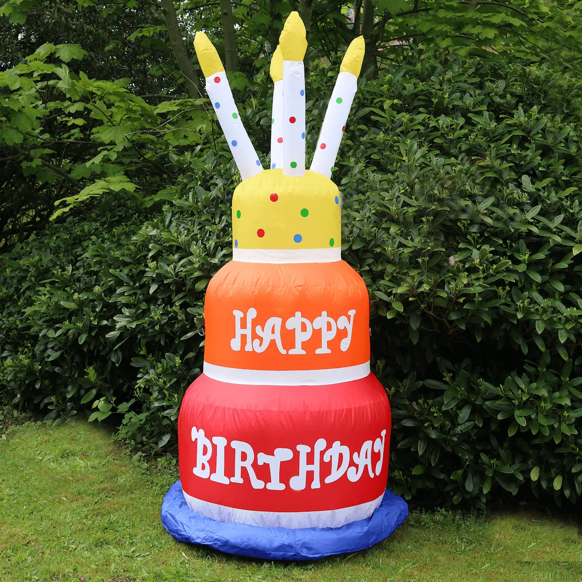 6ft Happy Birthday Cake Candles Light Up Inflatable Decoration