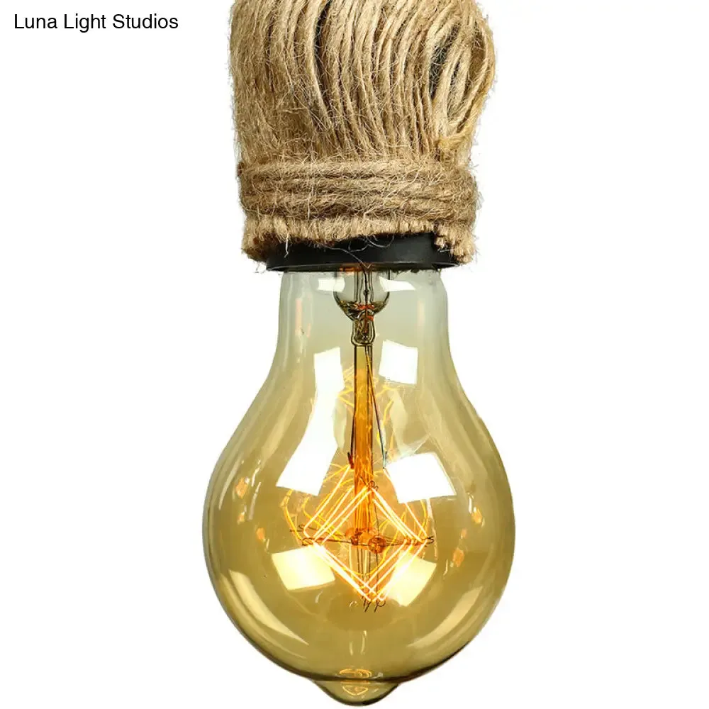 Adjustable Rope Exposed Island Light - Retro Industrial 5/6-Light - Beige/Light Yellow