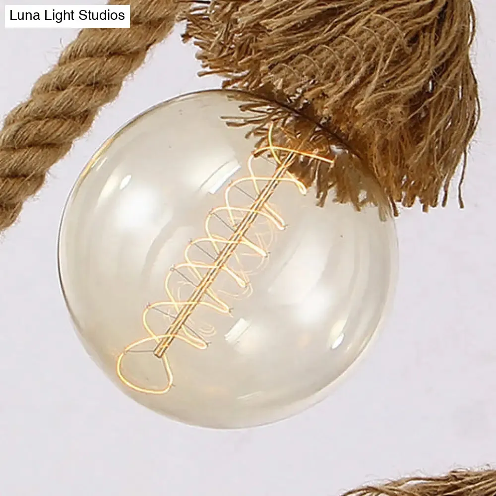 Adjustable Rope Island Light with Bulb in Beige - 3/4/6-Light Bamboo Pendant