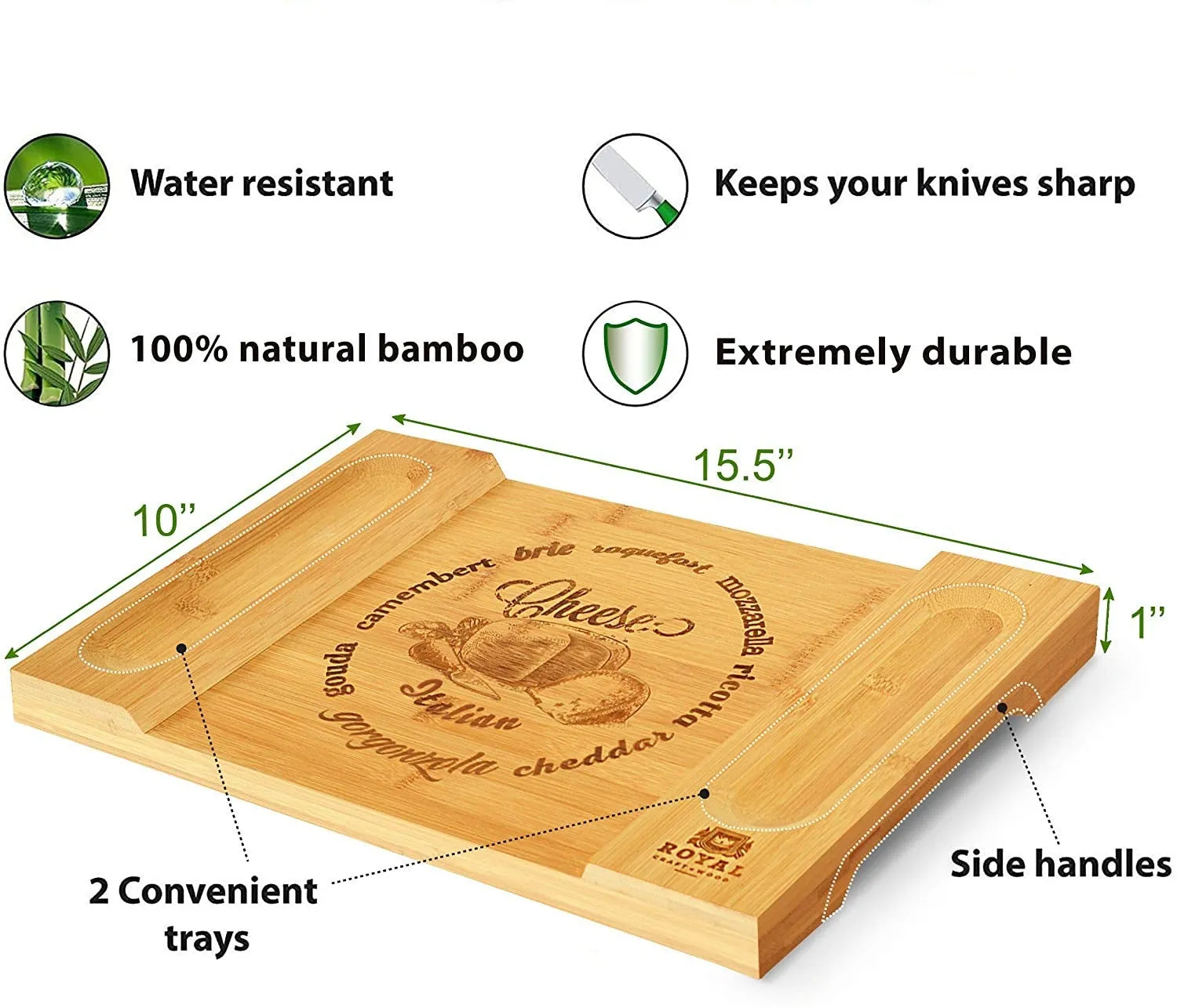 Bamboo Cheese Board & Cutting Board Kitchen Supplies