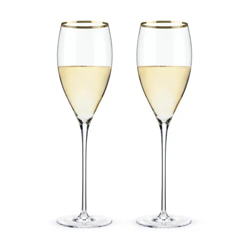 Belmont™ - Gold Rimmed Crystal White Wine Glasses (Set of 2)