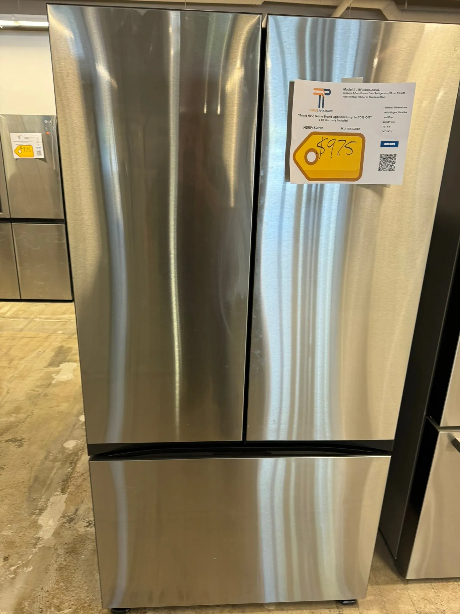 BESPOKE FRENCH DOOR SAMSUNG REFRIGERATOR MODEL: RF30BB6200QL REF10261R