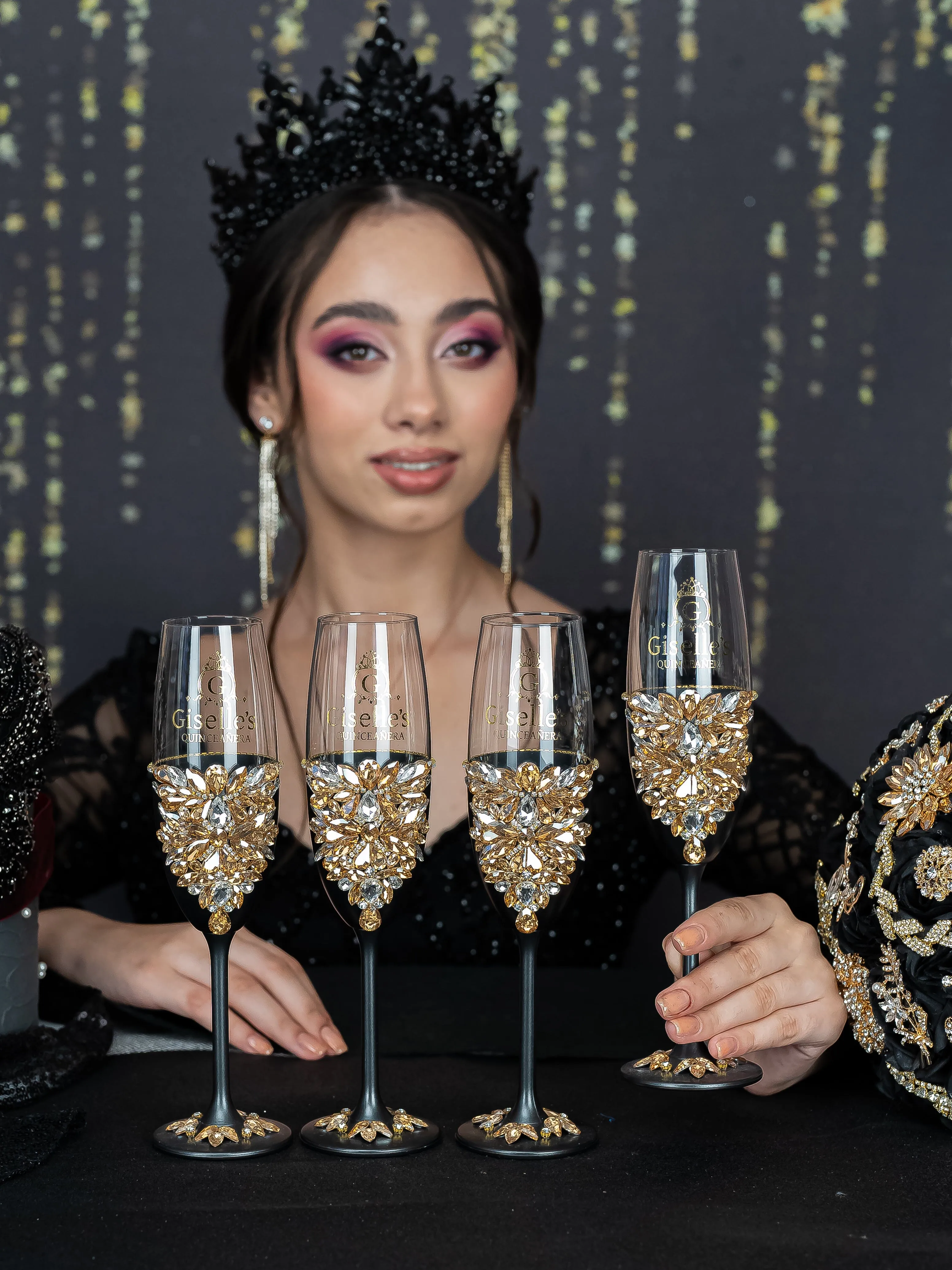 Black Quinceanera Bottle with 1 Glass