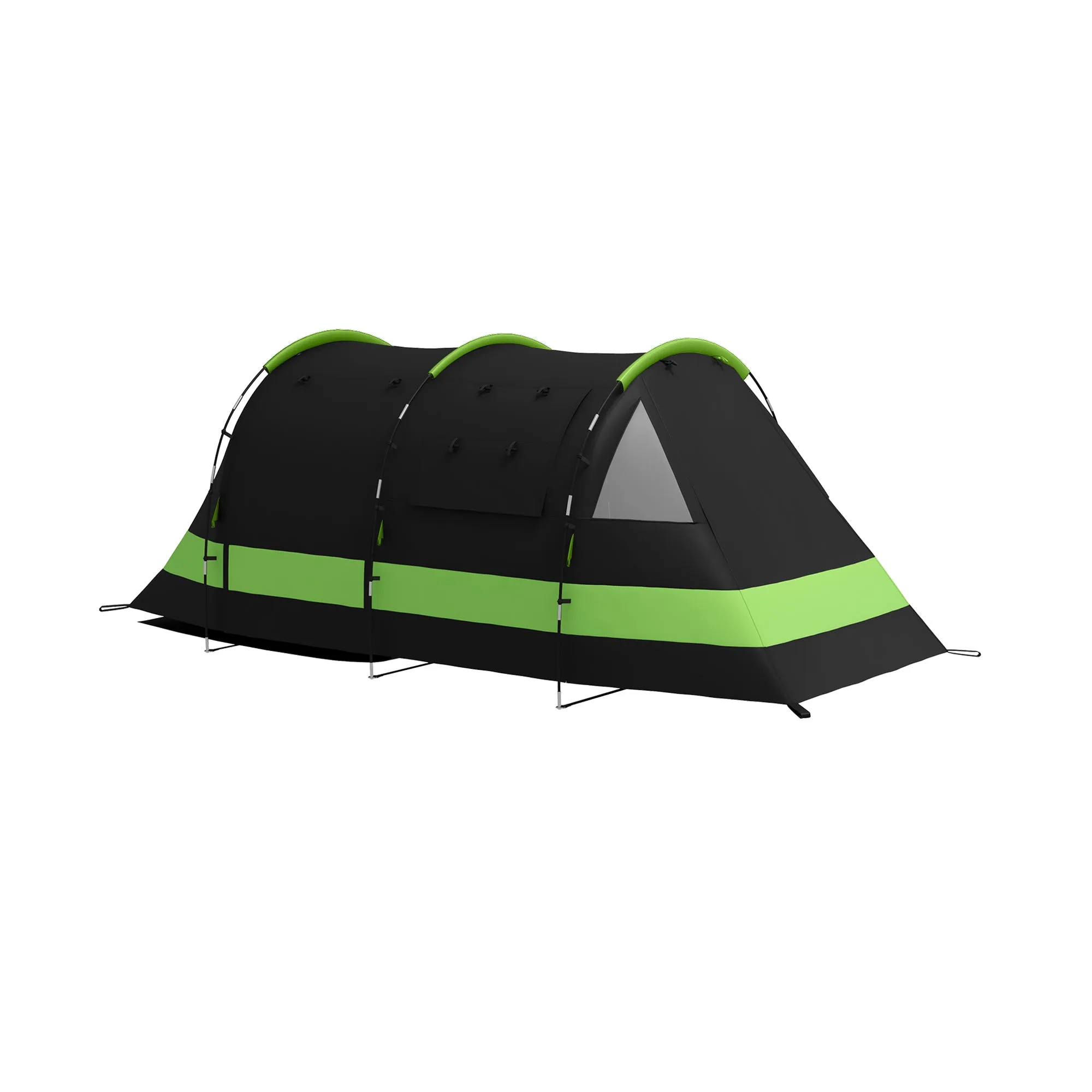 Blackout Camping Tent for 4-5 Person, with Bedroom & Living Room, 3000mm Waterproof, for Fishing Hiking Festival, Black