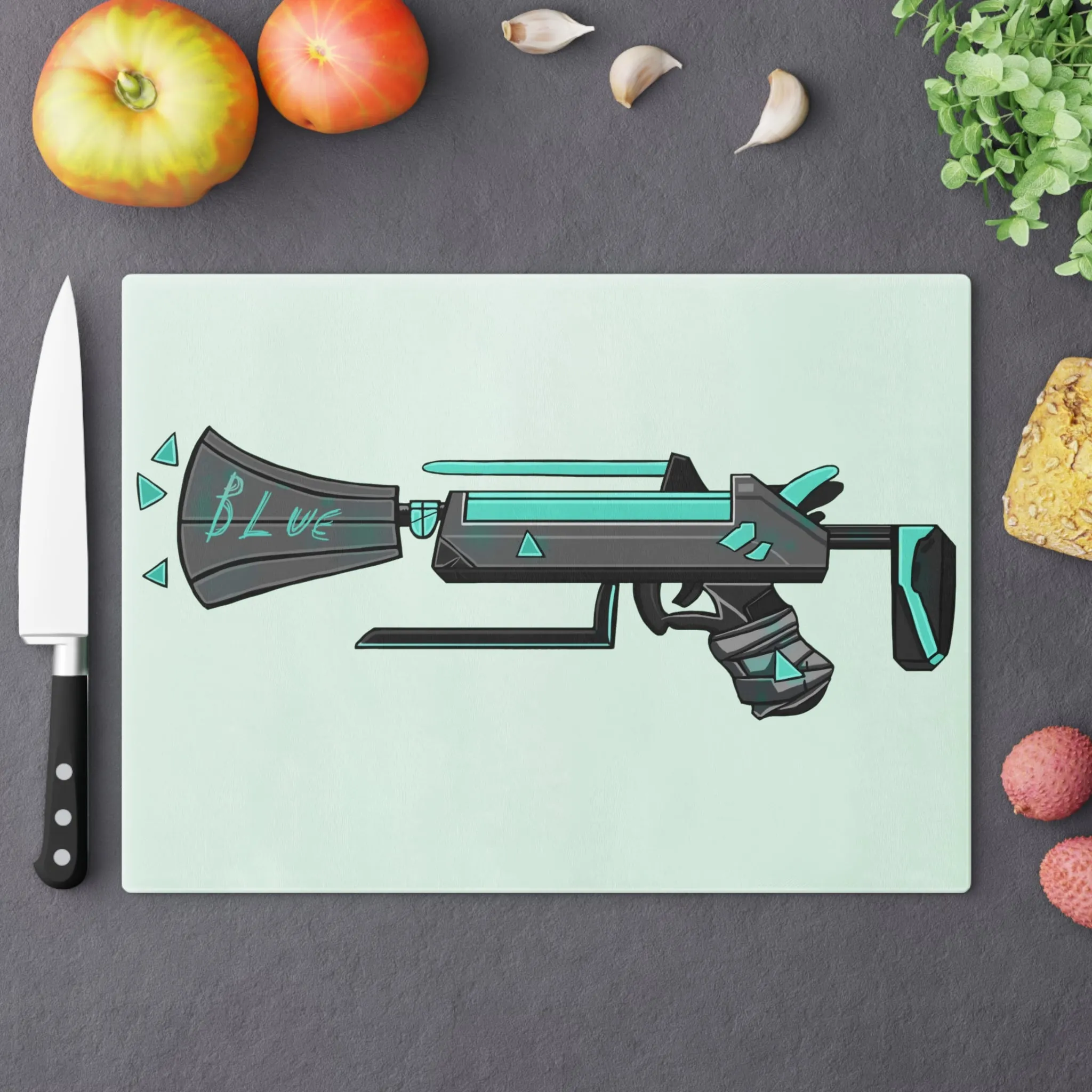 Blue Gun Cutting Board