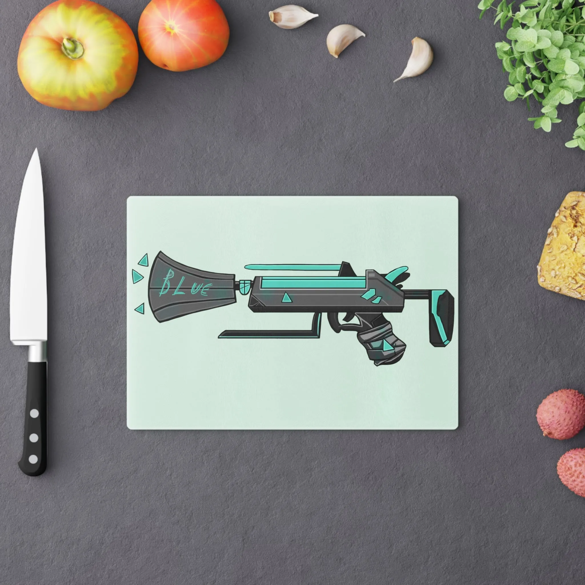 Blue Gun Cutting Board