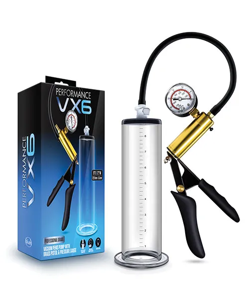 Blush Performance Vx6 Vacuum Penis Pump W/brass Pistol & Pressure Gauge