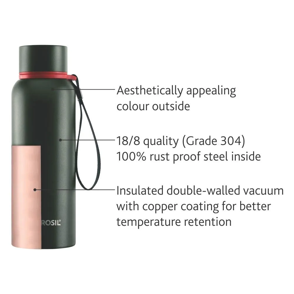 Borosil Hydra Thermo Stainless Steel Flask with Thermal Cover, 1000 ml, Silver (FGFTL1000BL)   Borosil - Stainless Steel Hydra Trek - Vacuum Insulated Flask Water Bottle, 850 ML, Green