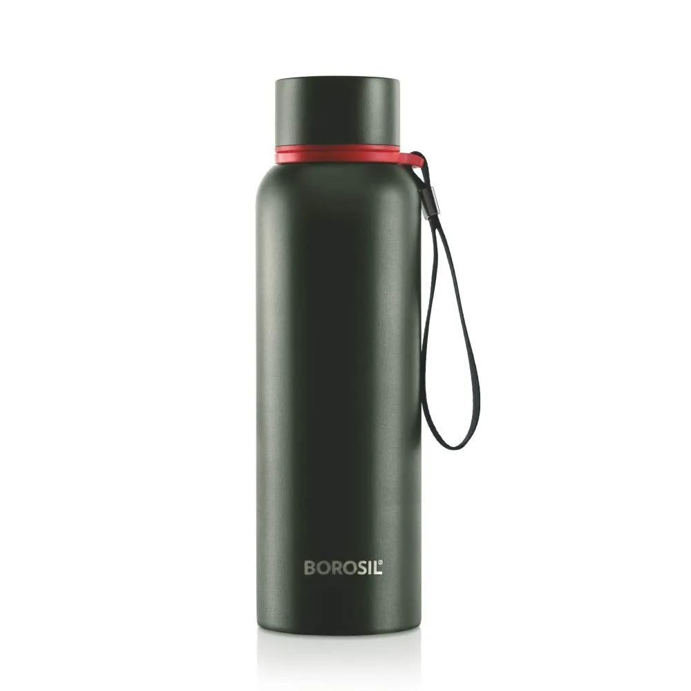 Borosil Hydra Thermo Stainless Steel Flask with Thermal Cover, 1000 ml, Silver (FGFTL1000BL)   Borosil - Stainless Steel Hydra Trek - Vacuum Insulated Flask Water Bottle, 850 ML, Green