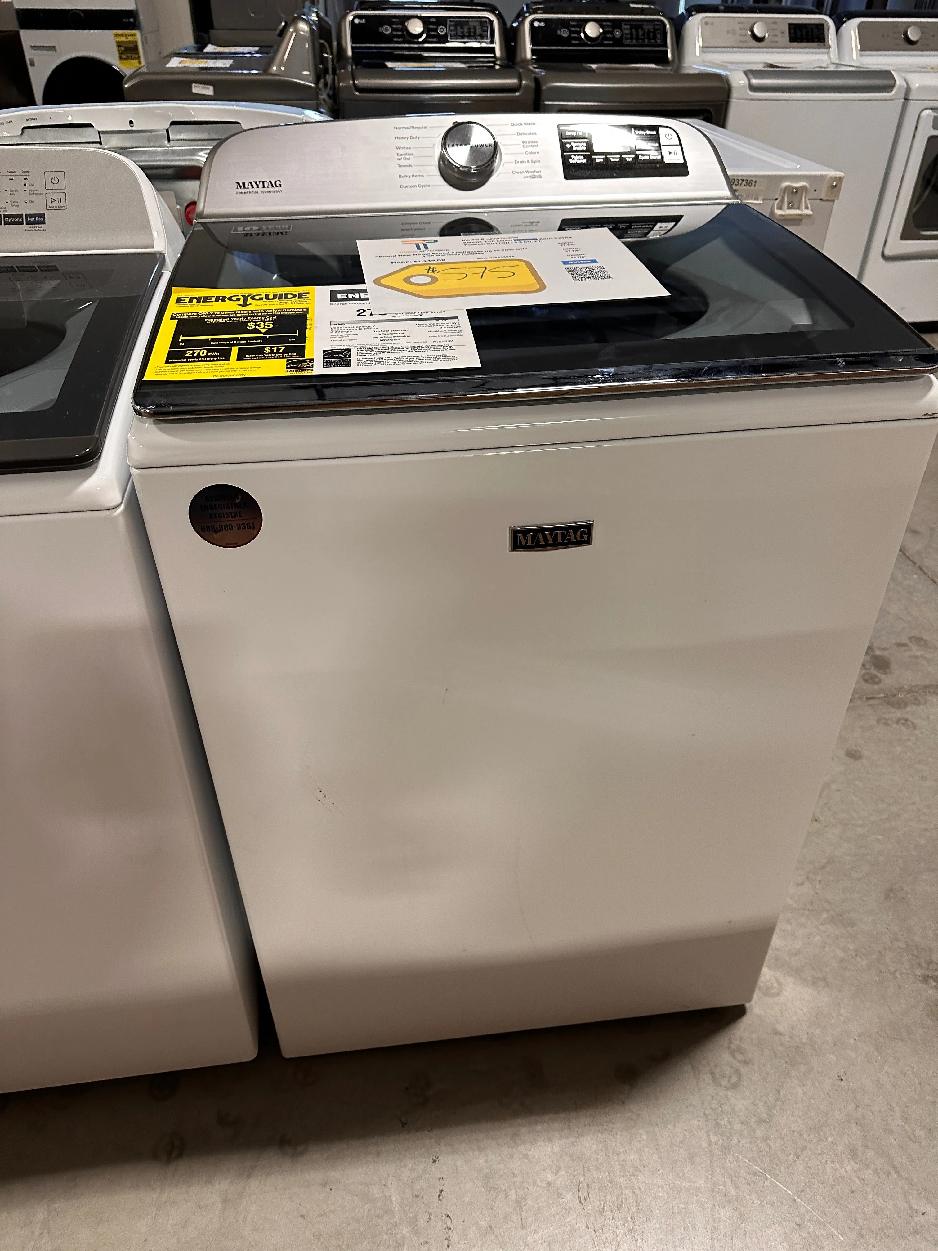 BRAND NEW MAYTAG SMART TOP LOAD WASHER MODEL: MVW7232HW WAS13538