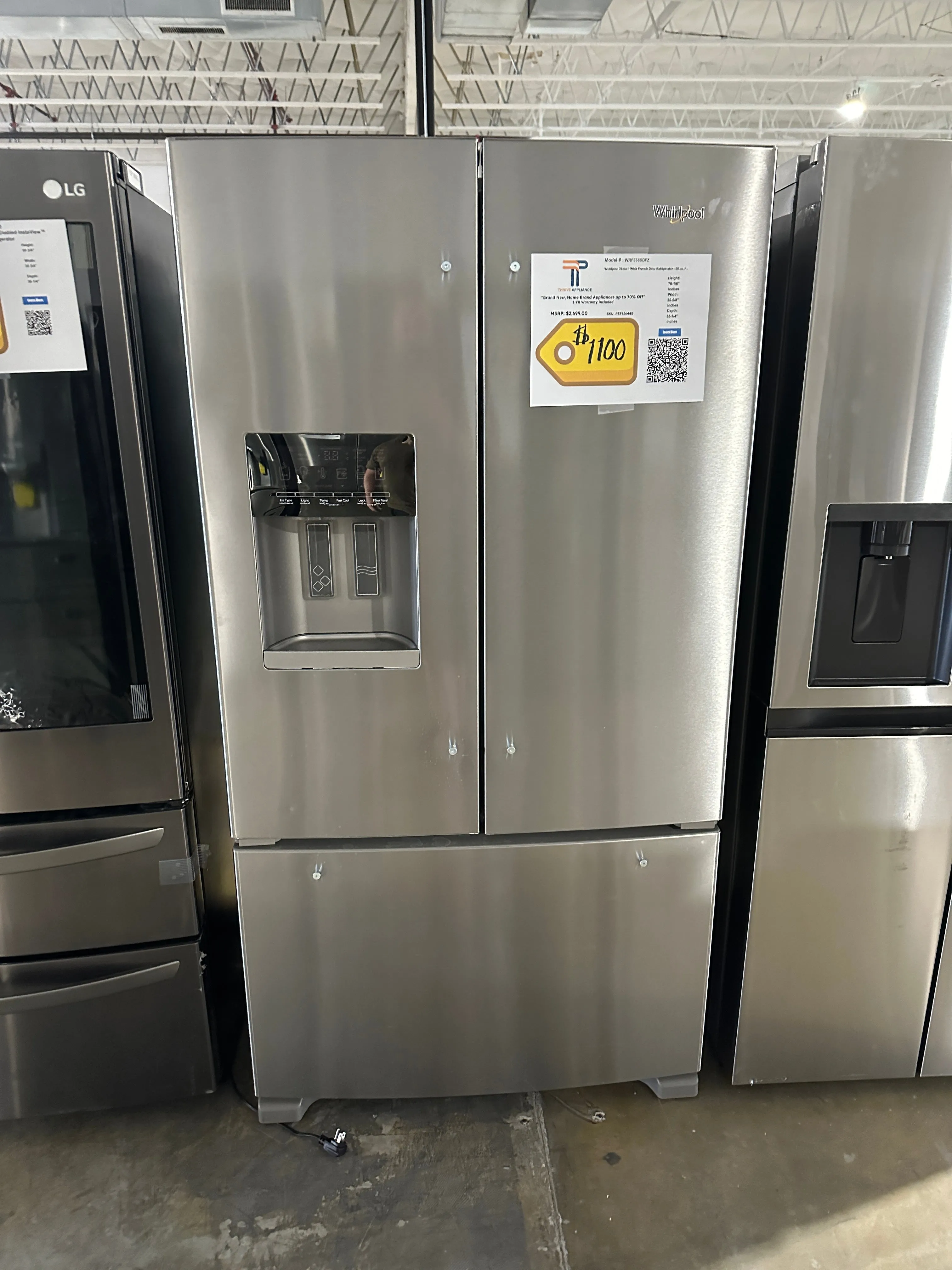 BRAND NEW STAINLESS STEEL WHIRLPOOL REFRIGERATOR MODEL: WRF555SDFZ REF13644S