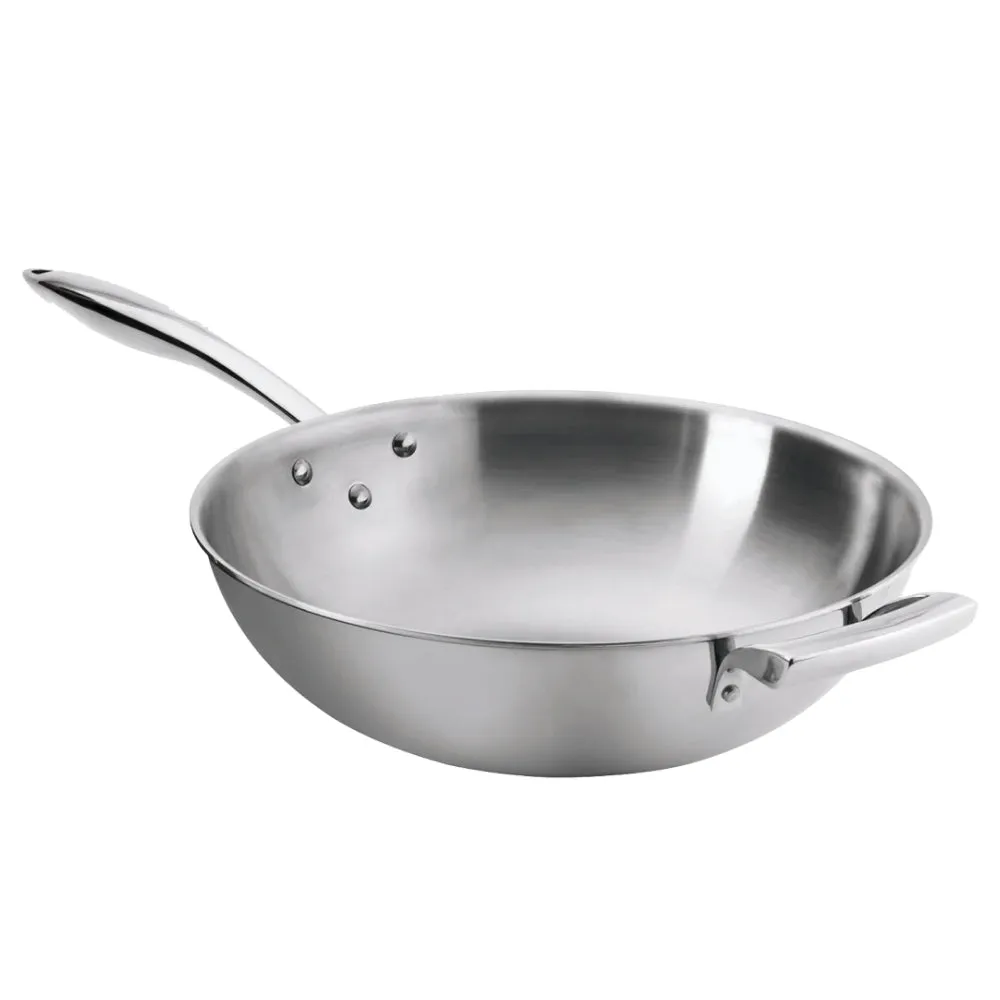 Browne 14" Thermalloy Tri-Ply Stainless Steel Wok Pan - 5724100