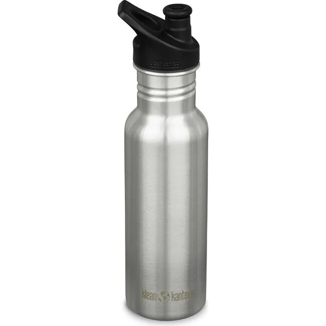 Brushed Stainless Classic Narrow Bottle W/ Sport Cap 18 Oz