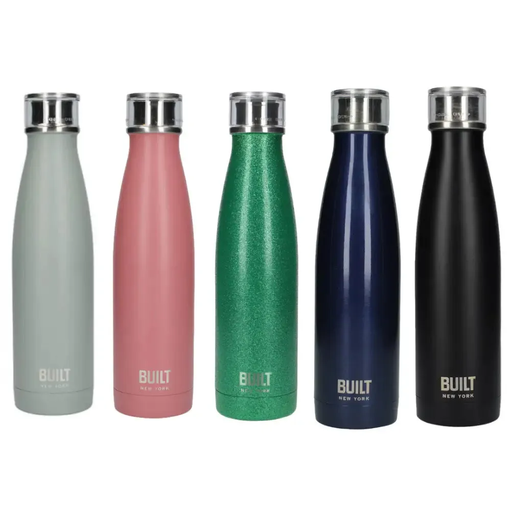 Built Double Walled Perfect Seal Water Bottle Storm 500ml - Grey / Pink / Green / Black / Blue