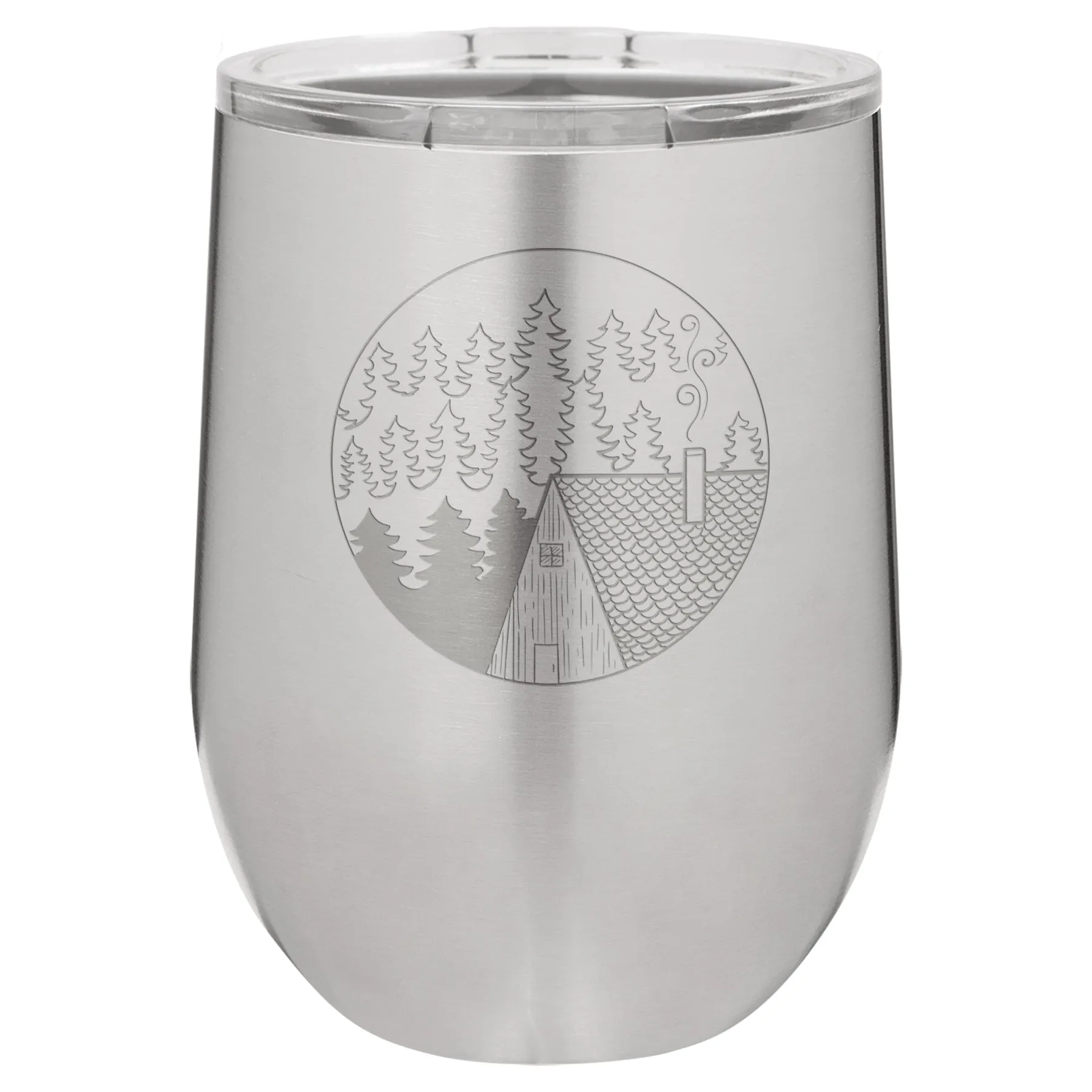 Cabin Scene 12 oz Wine Tumbler - Stainless Steel