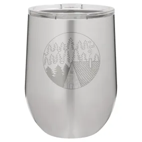 Cabin Scene 12 oz Wine Tumbler - Stainless Steel