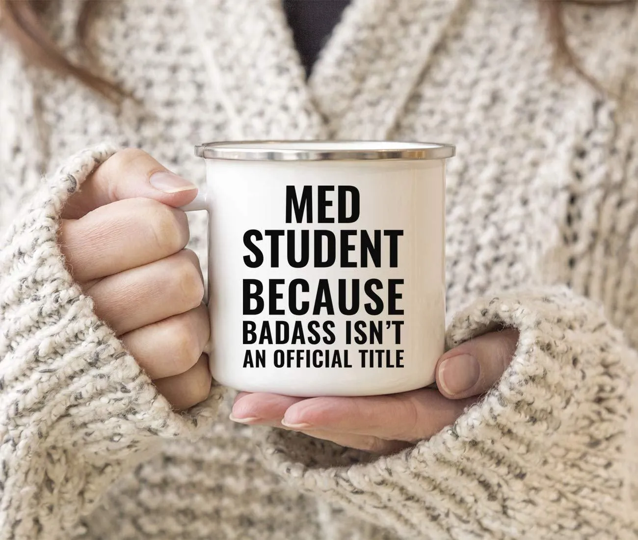 Campfire Enamel Mug Gift, Med Student Because Badass Isn't an Official Title