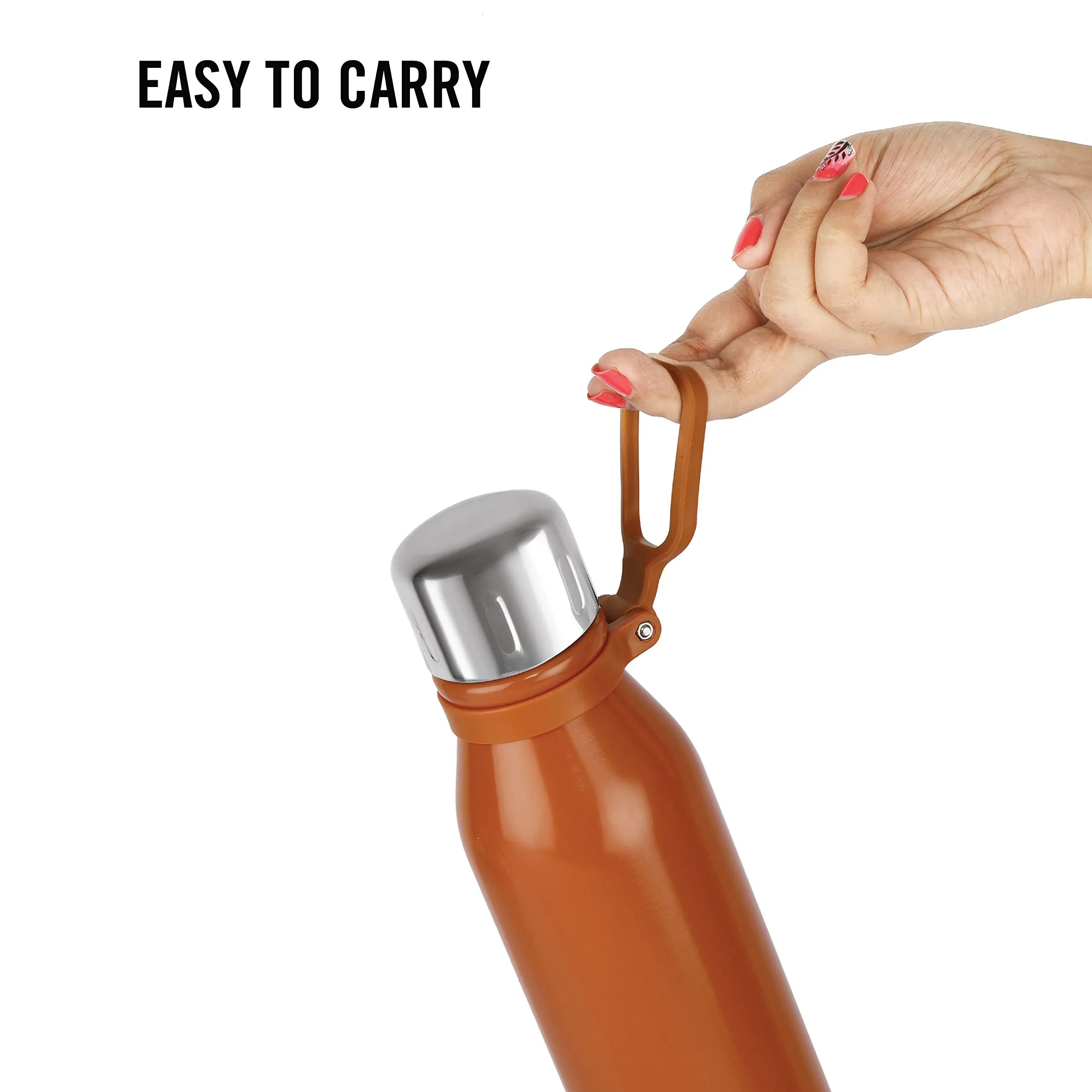 Cello Bentley Insulated Flask | Hot and Cold Stainless Steel Water Bottle | Double Walled Carry Flask for Travel, Home, Office, School | 800 ml, Orange