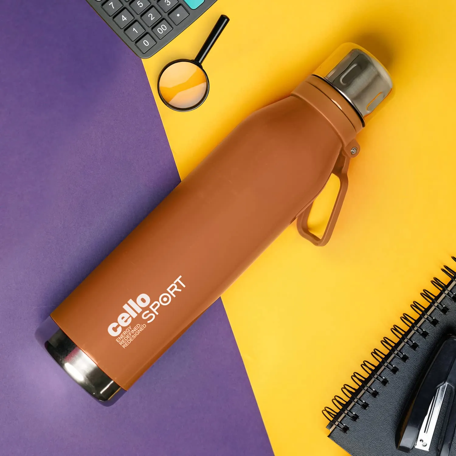 Cello Bentley Insulated Flask | Hot and Cold Stainless Steel Water Bottle | Double Walled Carry Flask for Travel, Home, Office, School | 800 ml, Orange