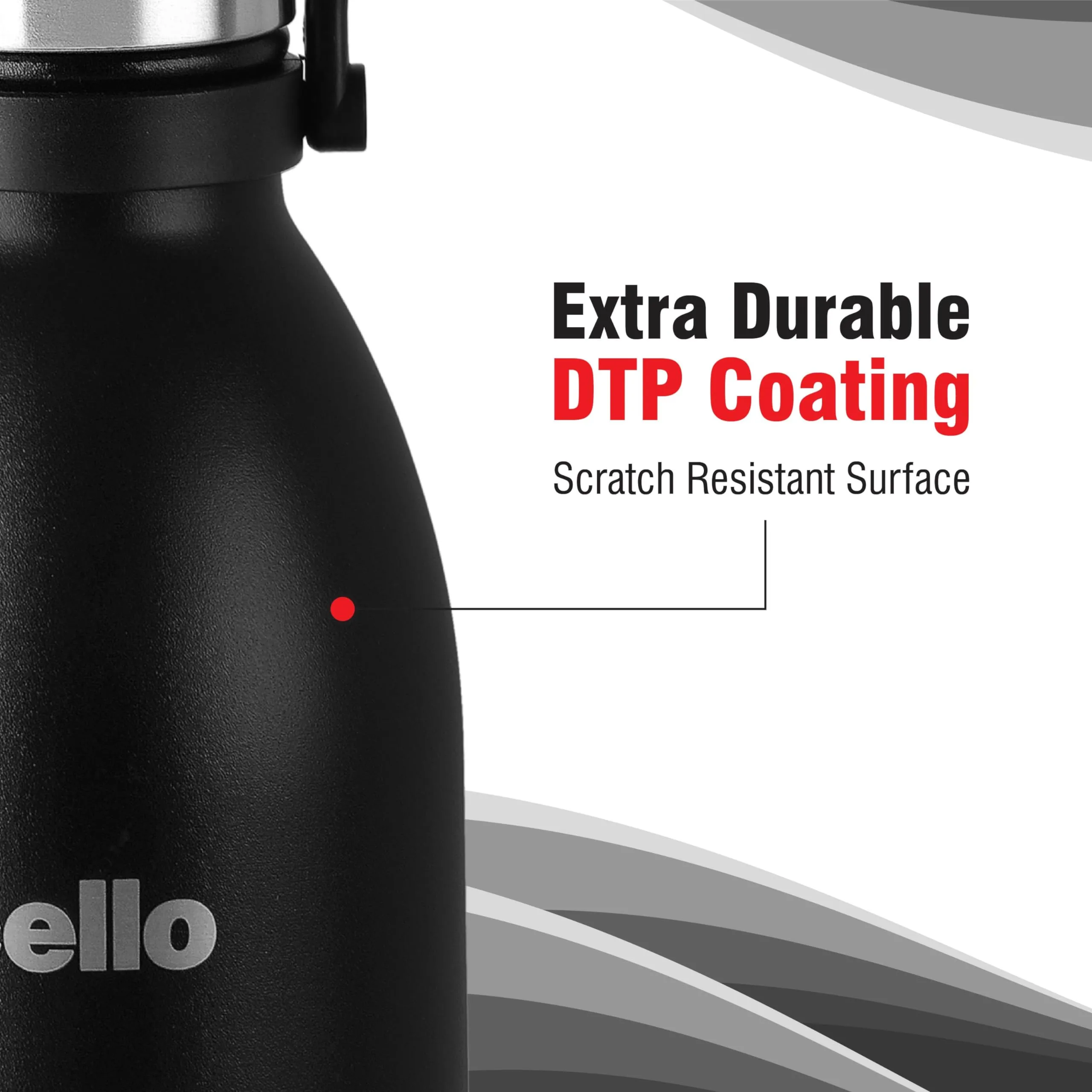 Cello Duro Swift Double Walled Tuff Steel Series Stainless Steel Flask with Thermal Jacket | Durable DTP Coating | Vacuum Insulated Bottle for Travel, Home, Office, School | 1500ml, Black