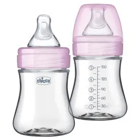 Chicco Duo 5oz. 2-Pack Hybrid Baby Bottles with Invinci-Glass Inside/Plastic Outside in