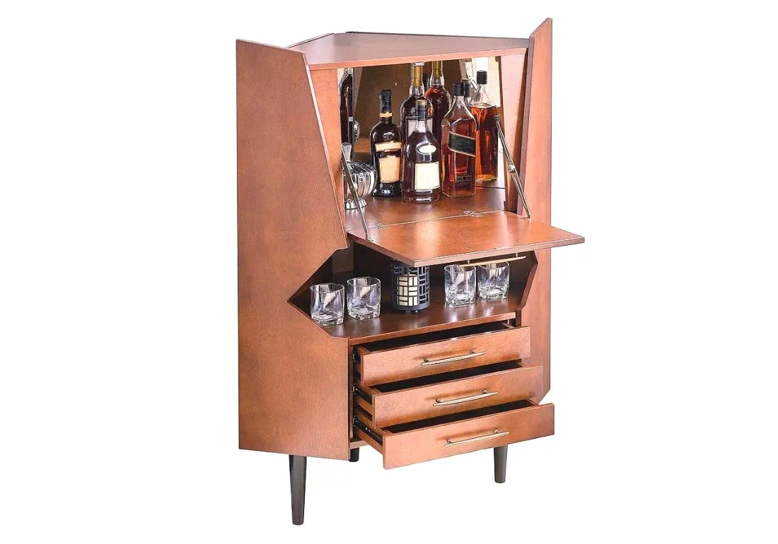 Classic Hand Crafted Teak Wooden Wine Corner