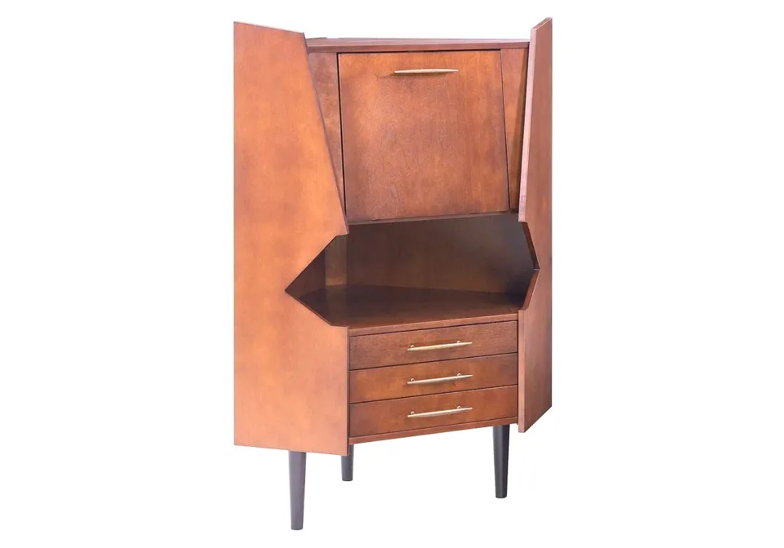 Classic Hand Crafted Teak Wooden Wine Corner