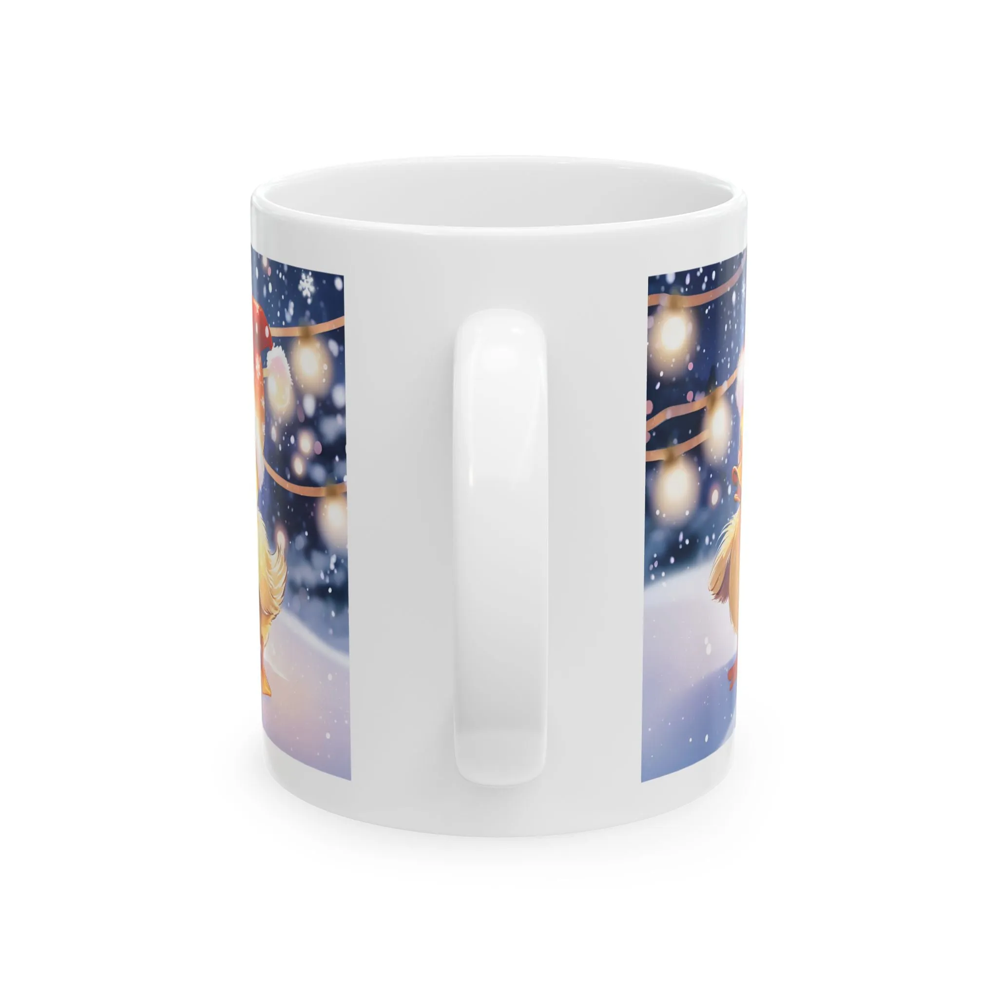 Cozy Christmas Duck Ceramic Mug with Snowy Lights Design - Perfect for Hot Beverages