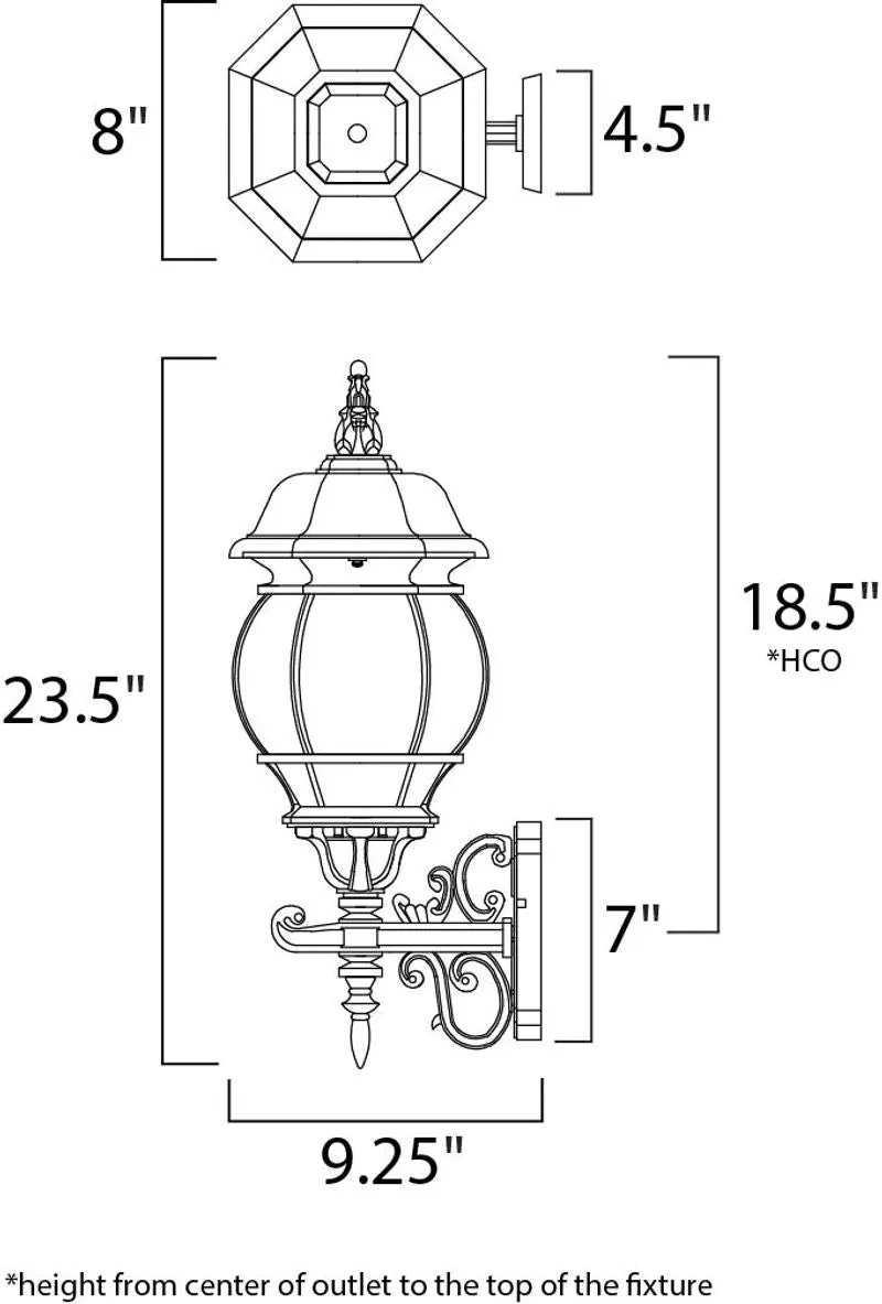 Crown Hill 23.5" 3 Light Outdoor Wall Mount in Black