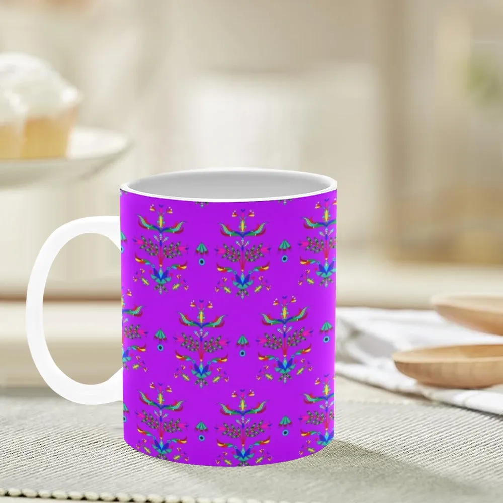 Dakota Damask Purple White Mug(11OZ)