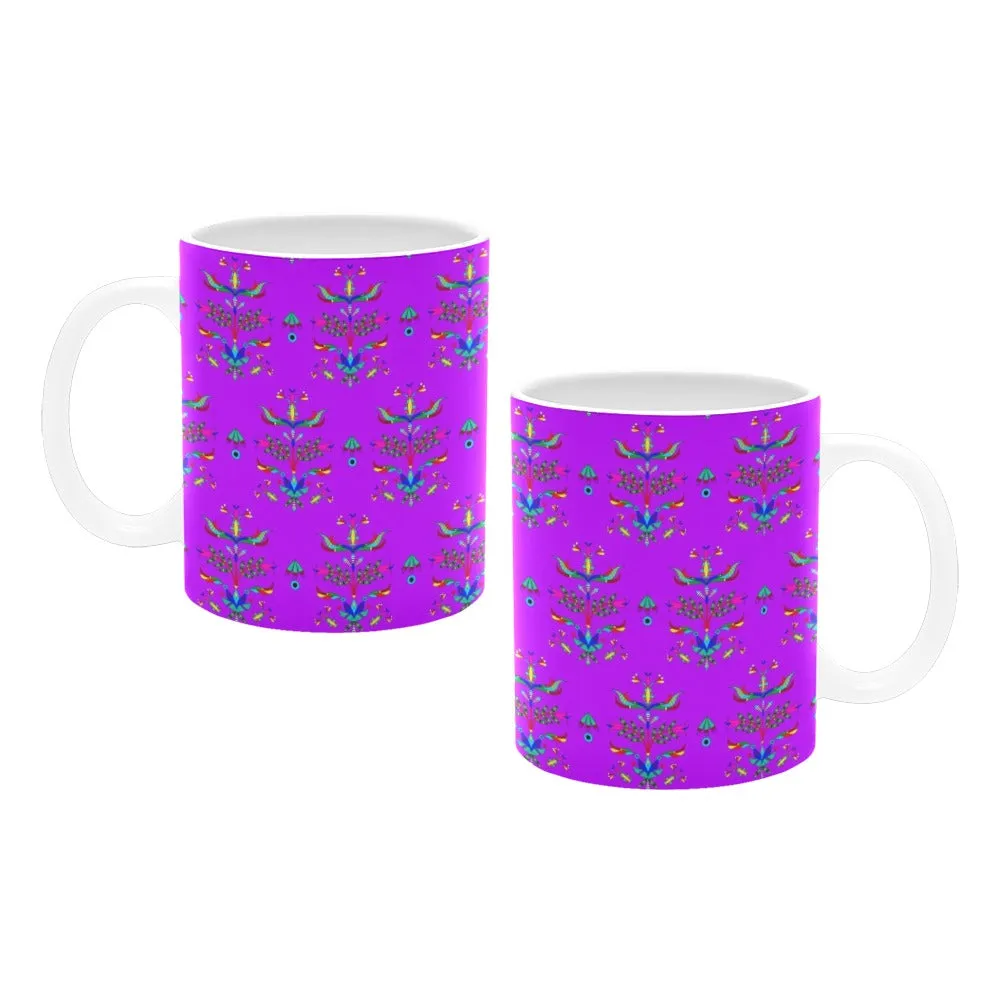 Dakota Damask Purple White Mug(11OZ)